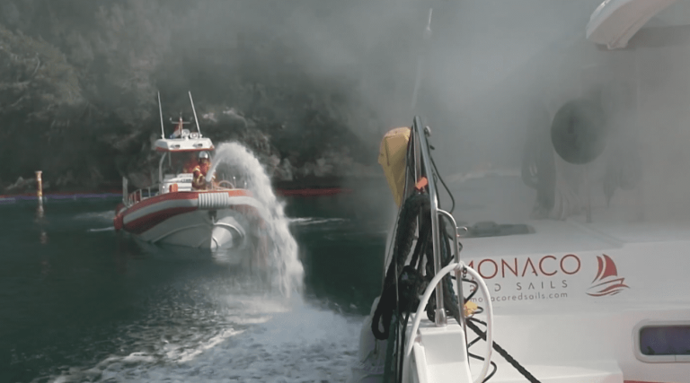Un exercice d'incendie grandeur nature teste la réponse d'urgence au port de Fontvieille